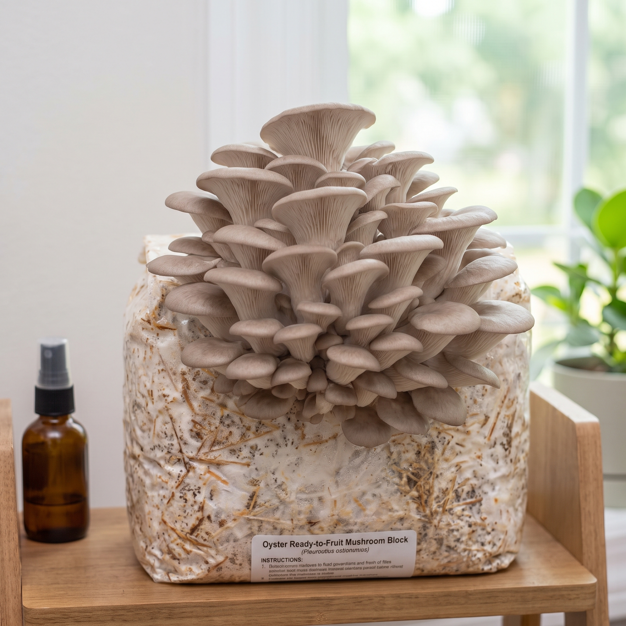 oyster ready to fruit mushroom block